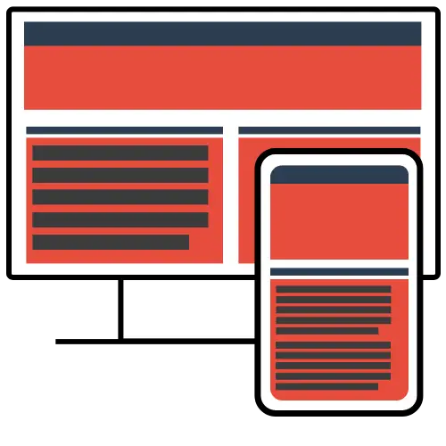 Computer and mobile website representation graphic - Web Development